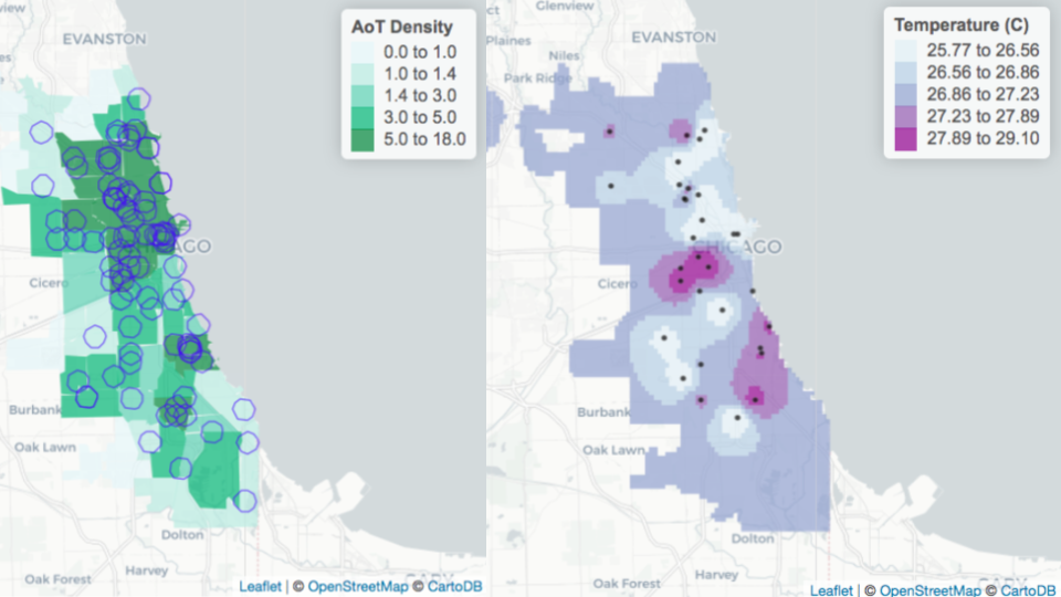 Array of Things Leaflet Interactive Maps with Kriging